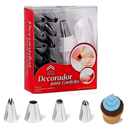 Cakeware 15 Piece Cake Decorating Set Frosting Icing Piping Bag Tips With Steel Nozzles