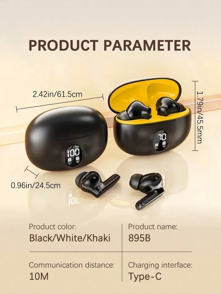 TWS Wireless Earbuds with LED Display ENC Noise Cancellation HiFi Stereo Bluetooth Earbuds